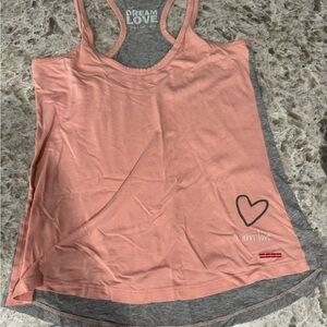 Gray and Pink Tank Top with Heart Design by Peace Love World